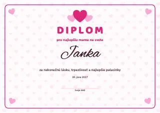 Vzor diplomu: Pre mamu a rodinu