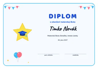 Vzor diplomu: Diplom o ukončení škôlky