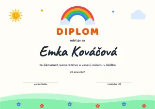 Vzor diplomu: Diplom pre škôlkara