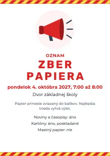 Vzor plagátu: Oznam