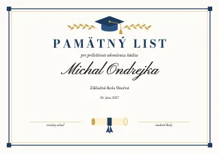 Vzor diplomu: Pamätný list pre deviatakov