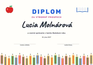 Vzor diplomu: Koniec školského roka