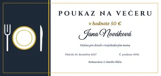 Vzor darčekového poukazu: Poukaz na večeru