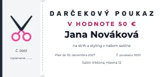 Vzor darčekového poukazu: Poukaz do salónu